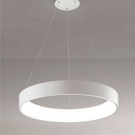 Lampadario-Lampada-Anello-Argento-45cm-Luce-Led-Soffitto-Sospensione-Pendente