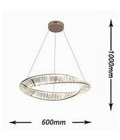 Lampadario Led 45w Sospeso Da Soffitto Curve Con Cristalli Luce Fredda 8000k B76