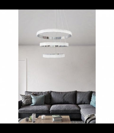 Lampadario Led 62w Design Ad Anelli Effetto Cristallo Luce 4000k 6500k 3000k Lp-26b