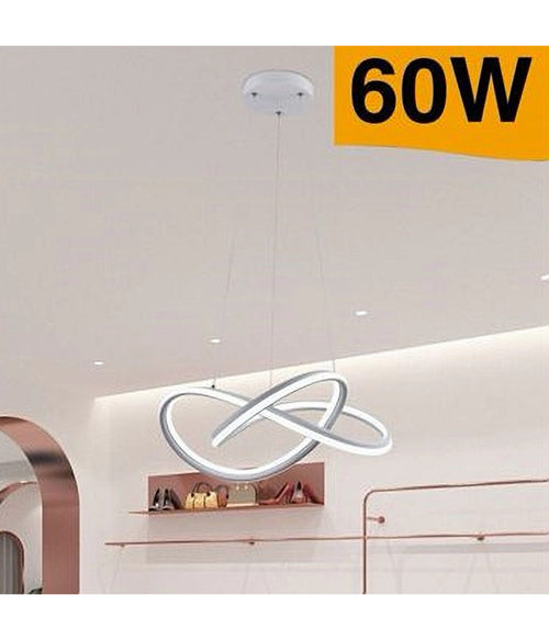 Lampadario Led A Sospensione Moderno Intrecciato Bianco 60w 3 Colori Luce A50-b3c