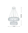Lampadario Led A Sospensione Oro 72w 2 Cerchi Con Cristalli 3 Colori Luce Lp-55-3c