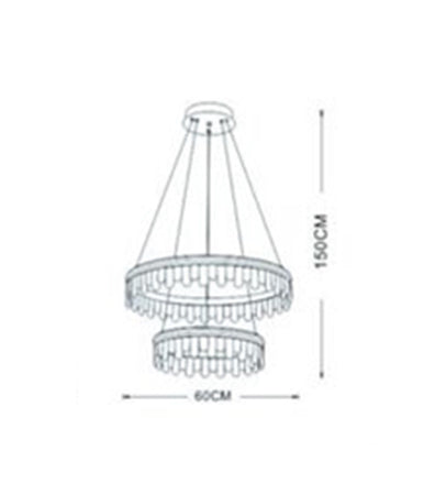 Lampadario Led A Sospensione Oro 72w 2 Cerchi Con Cristalli 3 Colori Luce Lp-55-3c