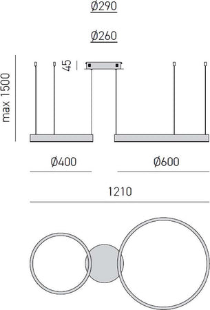 Lampadario-led-Gea-Luce-CRISEIDE-S2D-B-5300Lm-alluminio-sospensione-moderna