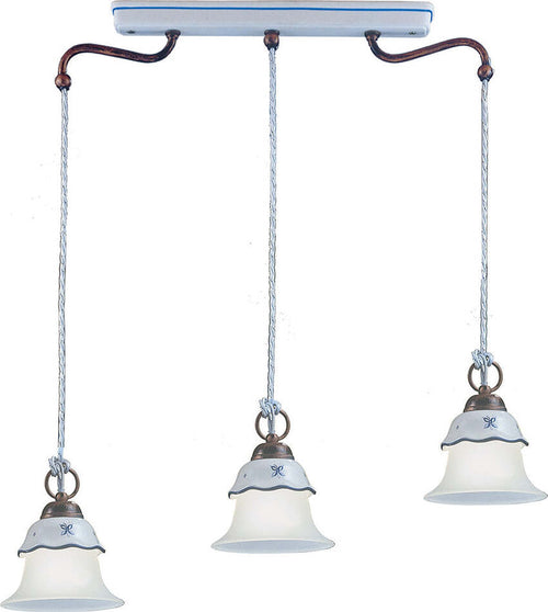 Lampadario-Lin.-Classico-Ferrara-Metallo-E-Ceramica-Nero-Sfumato-Rame-3-Luci-E14