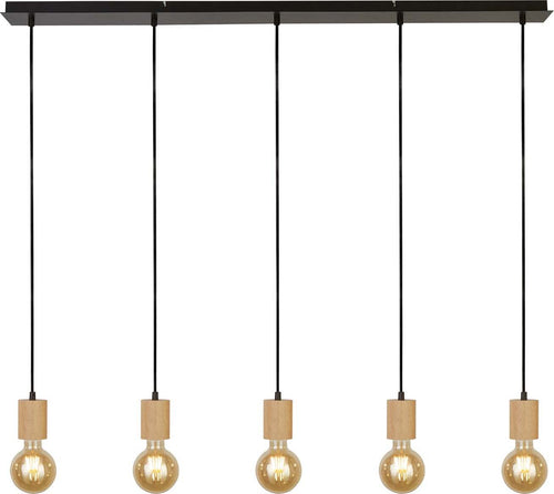 Lampadario-Lineare-Industrial-Nordico-Spinoso-Acciaio-Nero-Marrone-5-Luci-E27