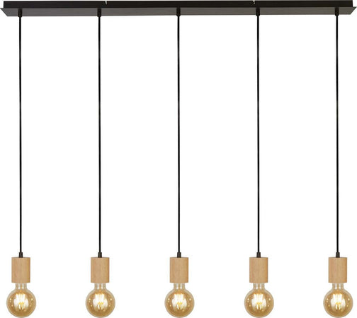 Lampadario-Lineare-Industrial-Nordico-Spinoso-Acciaio-Nero-Marrone-5-Luci-E27