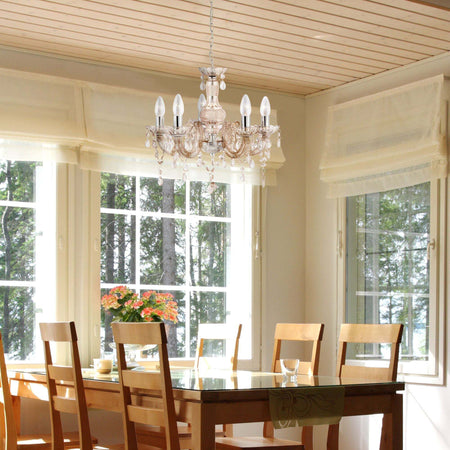 Lampadario-Marie-Therese-Vetro-Trasparente-Policarbonato-Cromo-5-Luci-E14