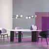 Lampadario-Minimal-Balance-In-Metallo-Oro-4-Luci-E-Diffusori-Sferici-Bianchi