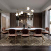 Lampadario-Minimal-Balance-In-Metallo-Oro-6-Luci-E-Diffusori-Sferici-Bianchi