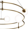 Lampadario-Minimal-Balance-In-Metallo-Oro-6-Luci-E-Diffusori-Sferici-Bianchi