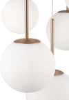 Lampadario-Minimal-Basic-Form-In-Metallo-Bianco-E-Oro-5-Luci-E-Diffusori-Vetro