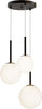 Lampadario-Minimal-Basic-Form-In-Metallo-Nero-3-Luci-E-Diffusori-Bianchi