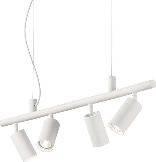 Lampadario-Moderna-Dynamite-Metallo-Bianco-4-Luci-Gu10-7W-3000K-Luce-Calda
