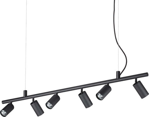 Lampadario-Moderna-Dynamite-Metallo-Nero-6-Luci-Gu10-7W-3000K-Luce-Calda