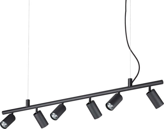 Lampadario-Moderna-Dynamite-Metallo-Nero-6-Luci-Gu10-7W-3000K-Luce-Calda