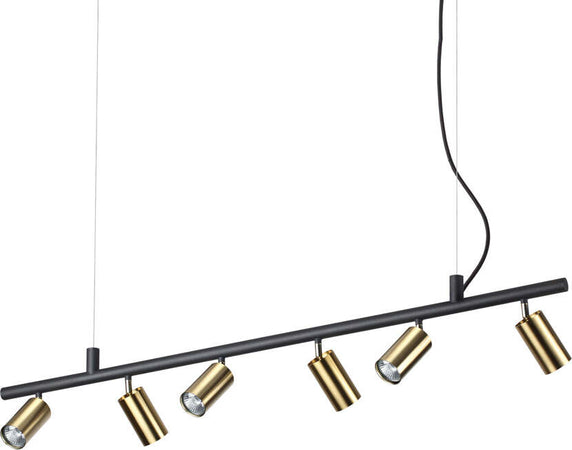 Lampadario-Moderna-Dynamite-Metallo-Ottone-6-Luci-Gu10-7W-3000K-Luce-Calda