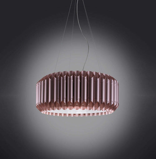 Lampadario-Moderno-5-Luci-Louise-In-Polilux-Rosa-Metallico-Made-In-Italy
