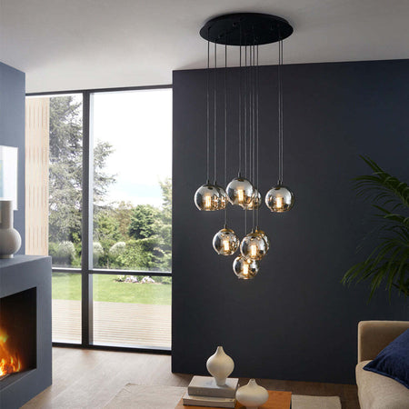 Lampadario-Moderno-Ariscani-10-Luci-Acciaio-Nero