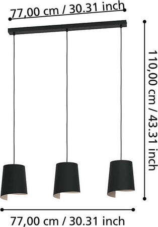 Lampadario-Moderno-Bolivia-3-Luci-Acciaio-Nero