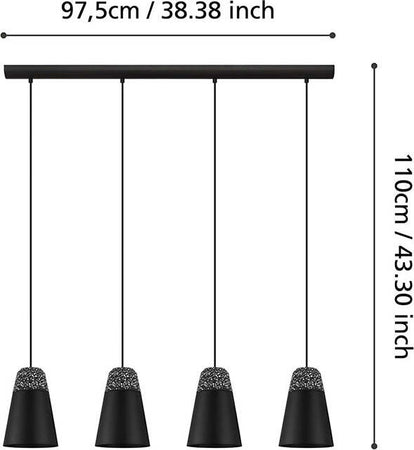 Lampadario-Moderno-Canterras-4-Luci-Acciaio-Nero