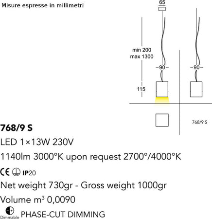 Lampadario-moderno-Cattaneo-illuminazione-CUBICK-768-9S-13W-LED-sospensione-dimmerabile-metallo-cubo-interni-1140LM-3000°K-IP20