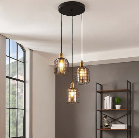 Lampadario-Moderno-Chisle-3-Luci-Acciaio-Nero