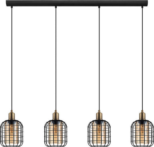 Lampadario-Moderno-Chisle-4-Luci-Acciaio-Nero