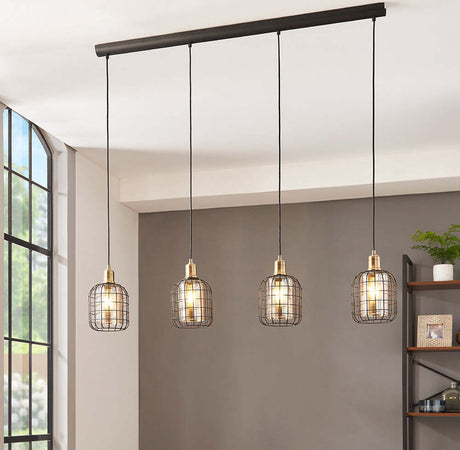 Lampadario-Moderno-Chisle-4-Luci-Acciaio-Nero