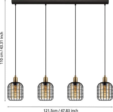 Lampadario-Moderno-Chisle-4-Luci-Acciaio-Nero
