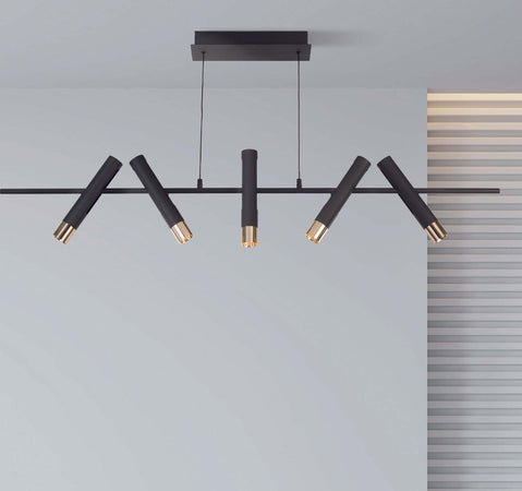 Lampadario-Moderno-Cilindro-Acciaio-Nero-Oro-Led-16W-3000K