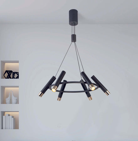 Lampadario-Moderno-Cilindro-Acciaio-Nero-Oro-Led-3,4W-3000K