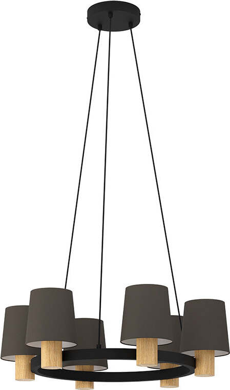 Lampadario-Moderno-Edale-Piccolo-6-Luci-Metallo-Nero-E-Marrone
