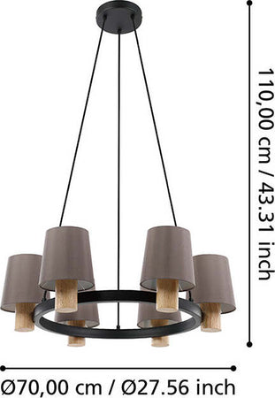 Lampadario-Moderno-Edale-Piccolo-6-Luci-Metallo-Nero-E-Marrone