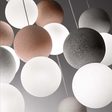 Lampadario-moderno-Gea-Luce-SFERA-S10-vetro-cemento-lampada-sospensione