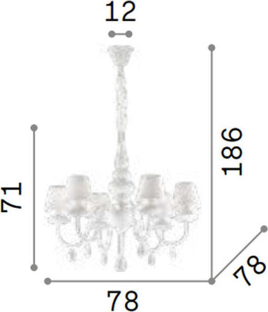 Lampadario-moderno-Ideal-Lux-BLANCHE-SP6-035581-111872-E14-LED-metallo-vetro-tessuto-sospensione