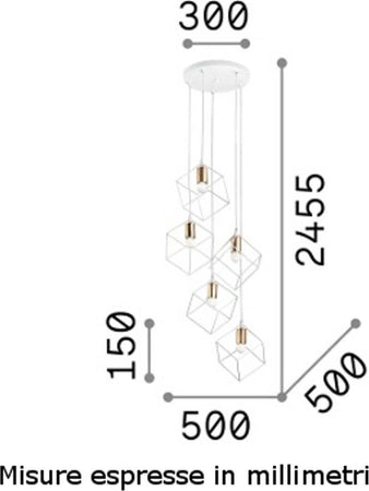 Lampadario-moderno-Ideal-Lux-ICE-237671-237664-E27-LED-metallo-sospensione