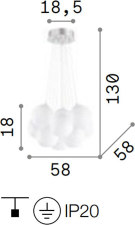 Lampadario-moderno-Ideal-Lux-MAPA-BIANCO-PLUS-SP11-131924-E14-LED-vetro-sospensione