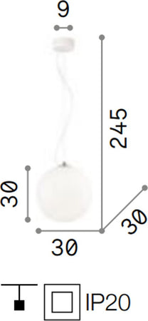 Lampadario-moderno-Ideal-Lux-MAPA-BIANCO-SP1-009087-E27-LED-vetro-sospensione