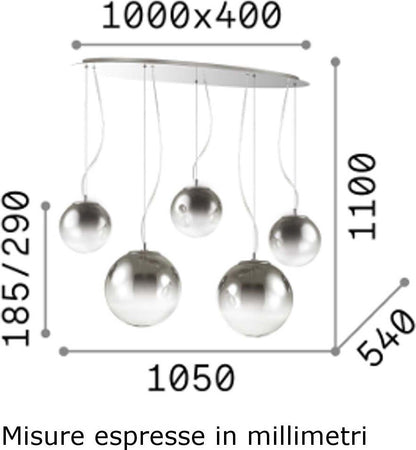 Lampadario-moderno-Ideal-Lux-MAPA-FADE-SP5-140759-E27-LED-vetro-sospensione