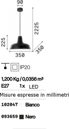 Lampadario-moderno-Ideal-Lux-MOBY-SP1-102047-093659-E27-LED-metallo-sospensione