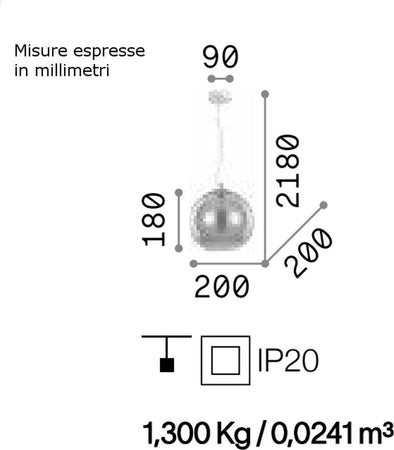 Lampadario-moderno-Ideal-Lux-NEMO-SP1-D20-250311-E27-LED-vetro-sospensione