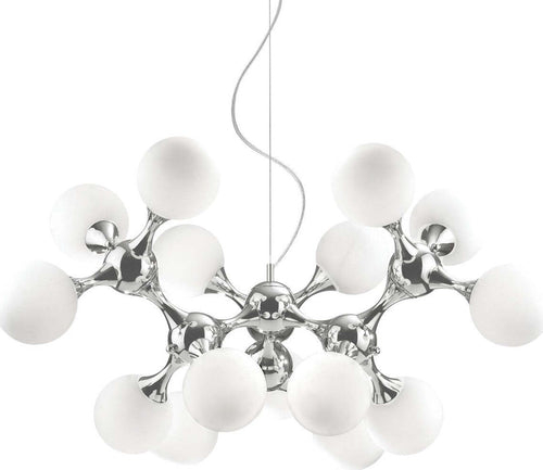 Lampadario-moderno-Ideal-Lux-NODI-BIANCO-SP15-082073-E14-LED-vetro-metallo-lampada-soffitto