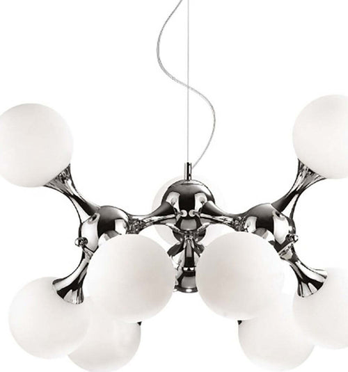 Lampadario-moderno-Ideal-Lux-NODI-BIANCO-SP9-082059-E14-LED-vetro-metallo-lampada-soffitto
