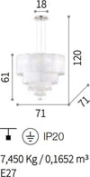 Lampadario-moderno-Ideal-Lux-OPERA-SP6-068299-E27-LED-metallo-PVC-cristallo-sospensione