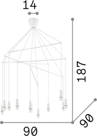 Lampadario-moderno-Ideal-Lux-POP-SP10-158860-E27-LED-metallo-sospensione
