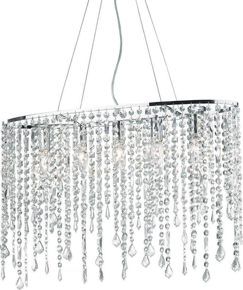 Lampadario-moderno-Ideal-Lux-RAIN-SP5-008363-E14-LED-metallo-cristallo-sospensione