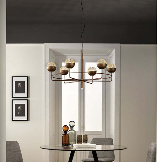 Lampadario-Moderno-Iglù-Metallo-Bronzo-6-Luci