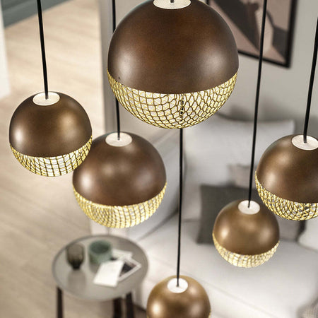 Lampadario-Moderno-Iglù-Metallo-Bronzo-7-Luci