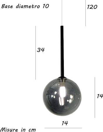 Lampadario-moderno-Illuminando-BOLLE-SP1-NR-FU-G9-LED-metallo-vetro-fumè-sospensione