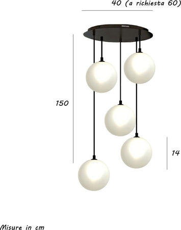 Lampadario-moderno-Illuminando-PALLINA-SP-TO-5-NR-G9-LED-metallo-vetro-sfera-sospensione